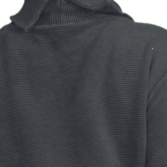 Varley Simon Sweatshirt Black Ottoman Rib Boxy Turtleneck Side Zip Size Medium - Picture 5 of 14